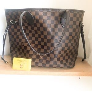 LV bag brown with red interior used gold detail